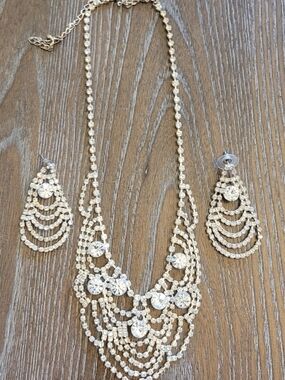 Crystal Bib Necklace and Earring Set